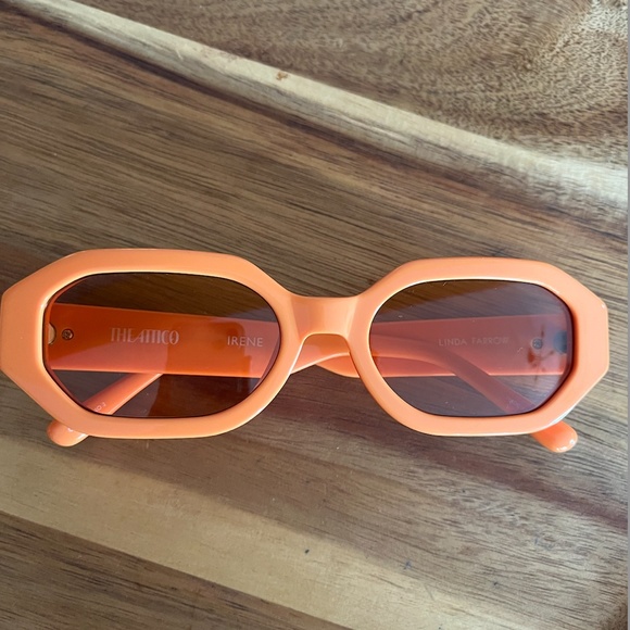 The Attico / Linda Farrow - Irene Geometric Sunglasses in Orange - Picture 2 of 5